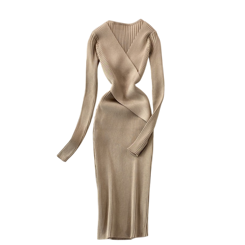 Minimalist Chest Crossover Knit Dress