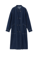 Relaxed Double-Breasted Denim Trench