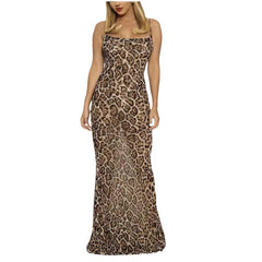 Leopard Fishtail Maxi Gown