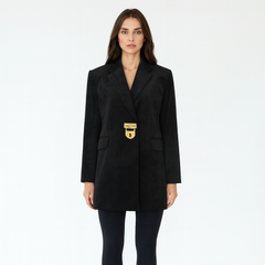 Black Blazer With Gold Lock Detail