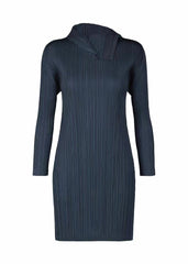 Sculptural Black Pleated Midi Dress