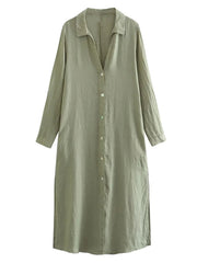 Minimalist Button-Down Linen Shirt Dress
