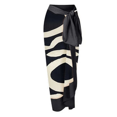 Artful Brushstroke High-Slit Wrap Skirt