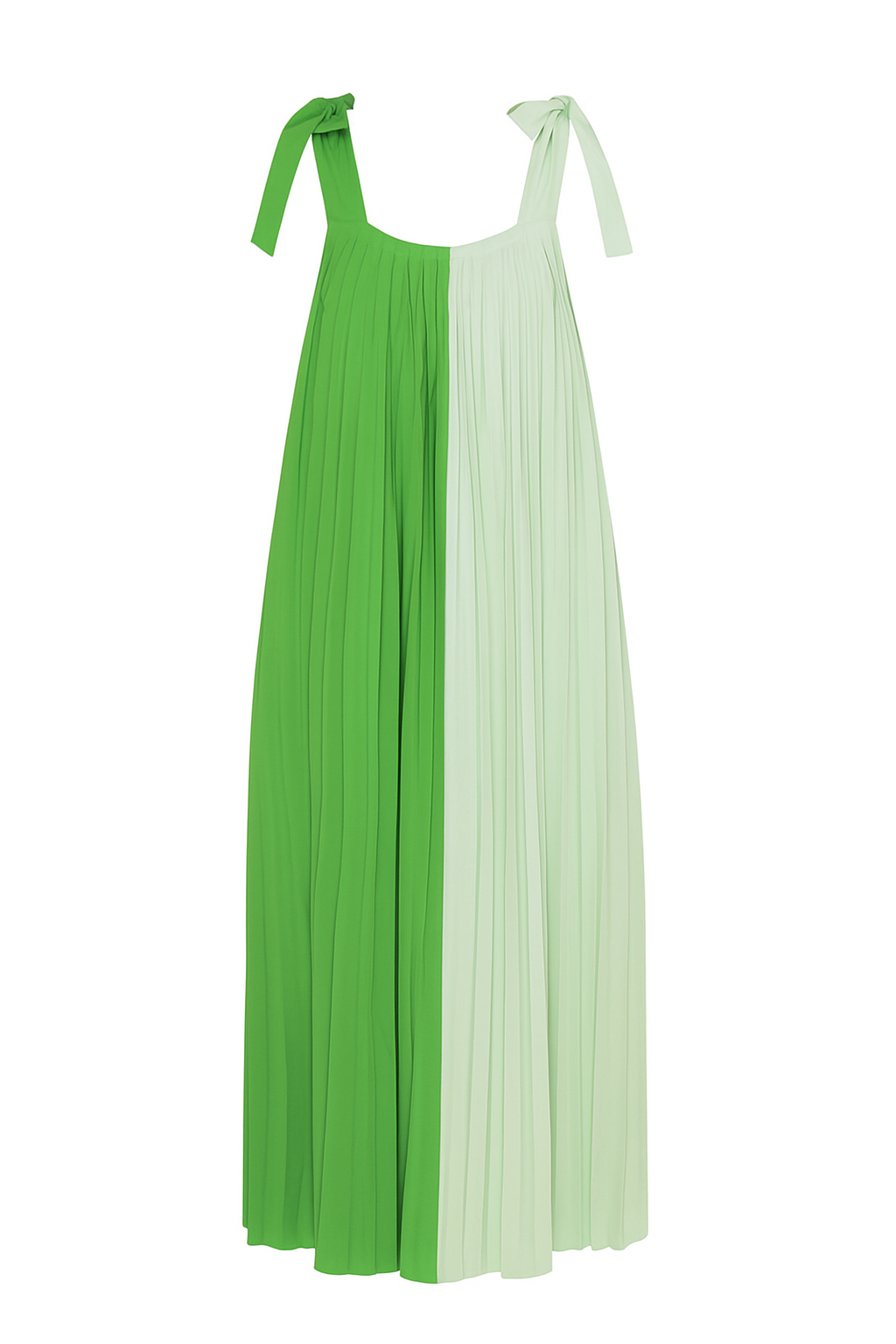 Two-Tone Colorblock Tie-Shoulder Dress