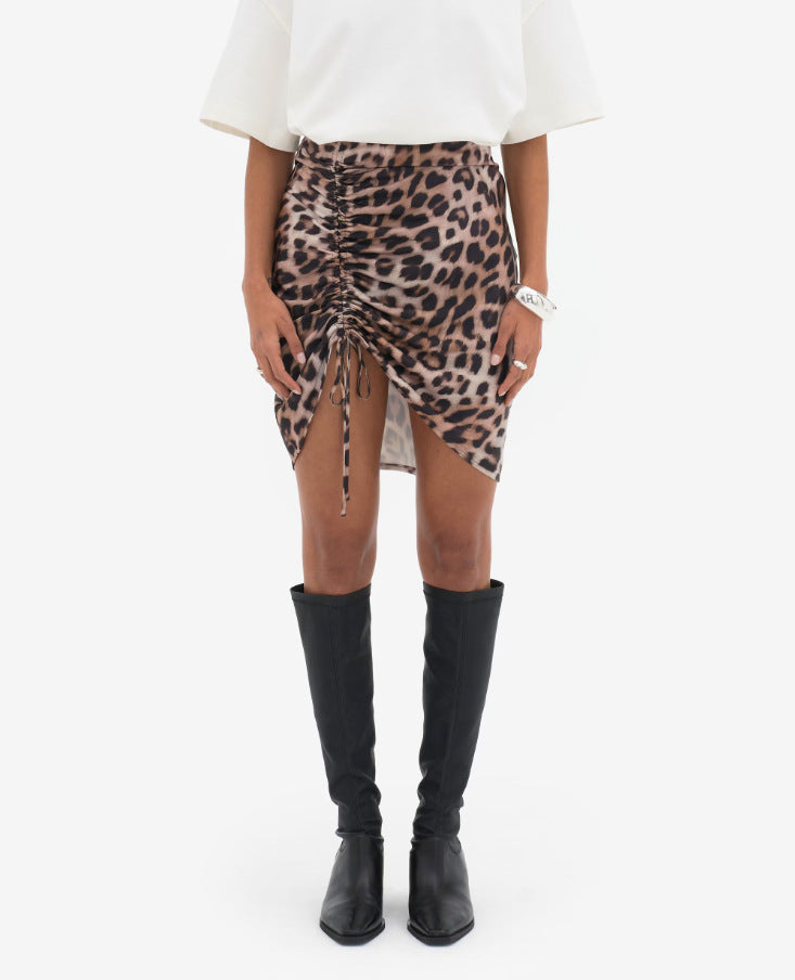 Drawstring Asymmetric Skirt