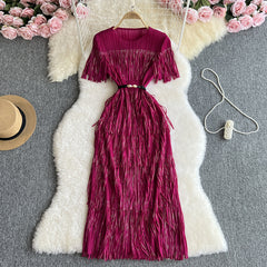 Tiered Fringe Black Maxi Dress