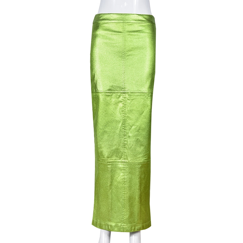 Elegant Shine Stain Spilt Skirt