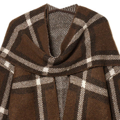 Plaid Knit Cardigan with Matching Scarf