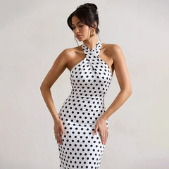 Polka Dot Halter Maxi Dress