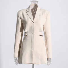Single-Breasted Blazer with Waist Cut-Out Details