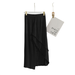 Layered Irregular Hem Pleated Skirt