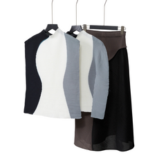 Minimalist Sculpted Colorblock Knit Set