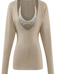 Deep V-Neck Layered Glitter Top