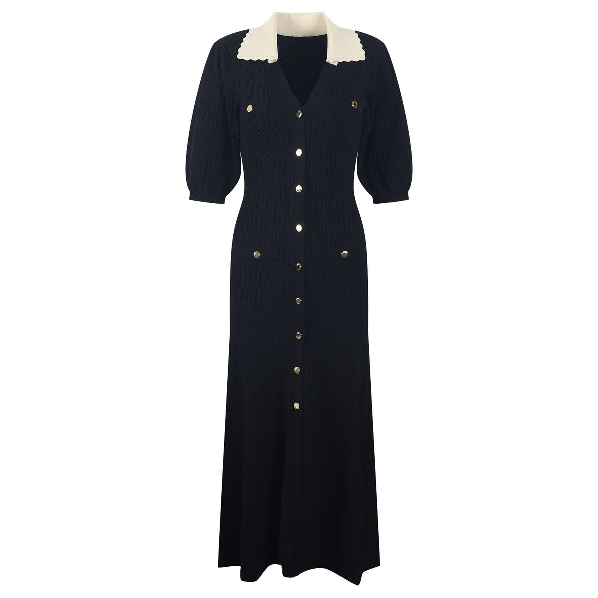 Lemon Yellow Knit Midi Dress