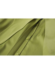 Olive Satin Shirt with Oversized Wing Collar