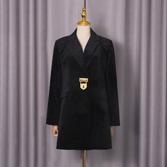 Black Blazer With Gold Lock Detail