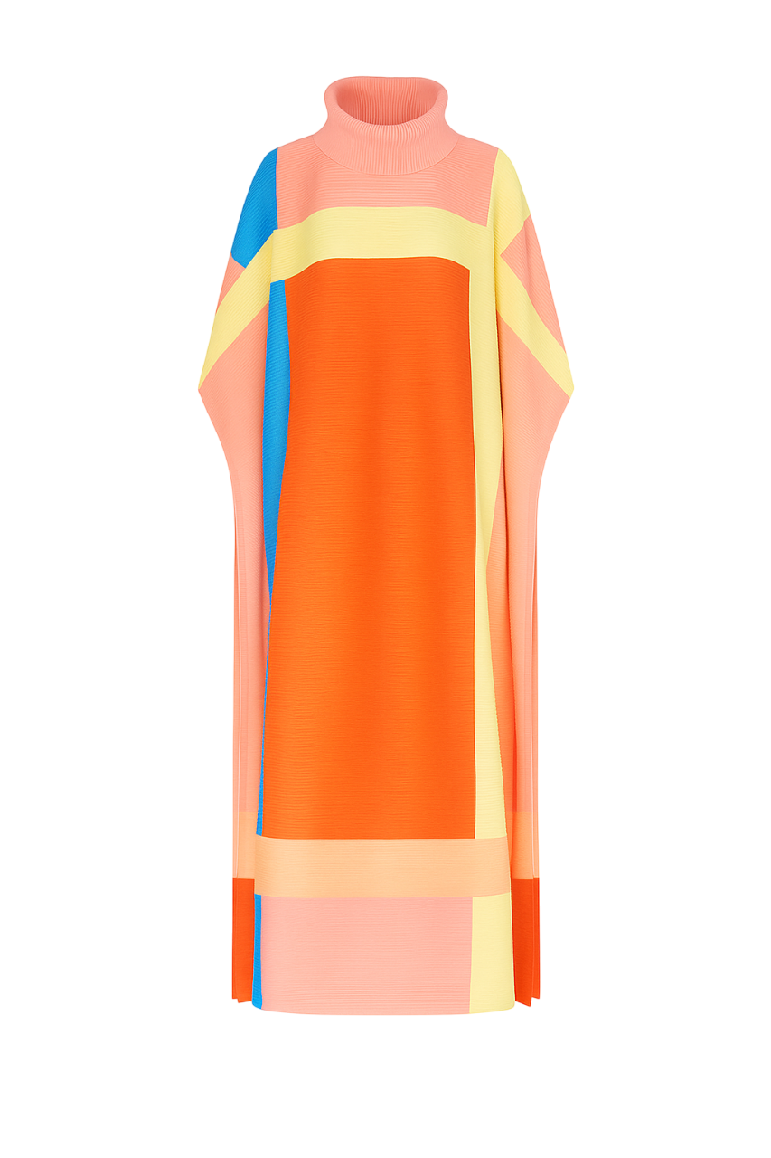 Block Color Knit Turtleneck Dress