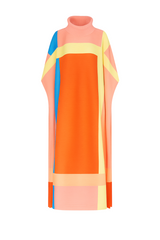 Block Color Knit Turtleneck Dress