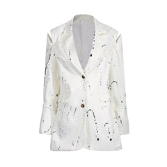 Abstract Print Jacket with Open Shoulder and Wide Cuff Detail