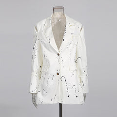 Abstract Print Jacket with Open Shoulder and Wide Cuff Detail