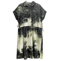 Personality Ink Wash Landscape Shirt Dress