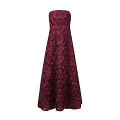 Strapless Maxi Dress with All-Over Rosette Texture