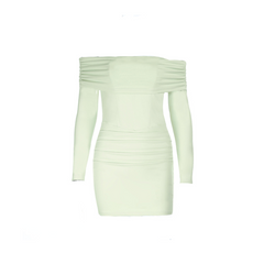 Chic Mint Off - Shoulder Mini Dress