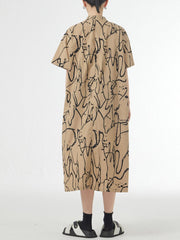 Abstract Ink Stroke Shirt Dress