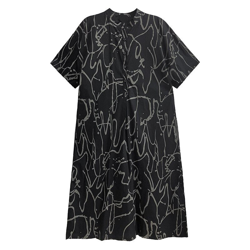 Abstract Ink Stroke Shirt Dress