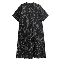 Abstract Ink Stroke Shirt Dress