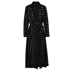 Modern Longline Metal Eyelet Black Duster