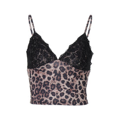 Lace - Trimmed Leopard Strapless Crop Top