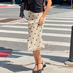 White Polka Dot Midi Skirt