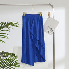 Layered Irregular Hem Pleated Skirt