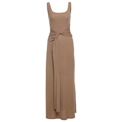 Khaki Square Neck Maxi Dress