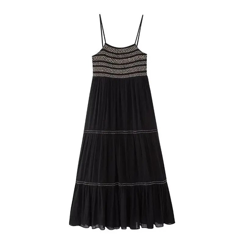 Boho Textured Knit Spaghetti Straps Dress