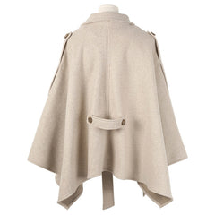 Chic Beige Cashmere Feel Poncho Wrap with Shoulder Tabs