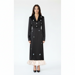 Black Embellished Long Blazer Dress