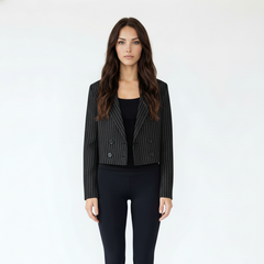 Black Pinstripe Cropped Blazer