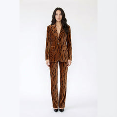 Luxurious Velvet Animal Print Suit Set