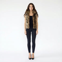 Warm Faux Fur Vest with Stand Collar