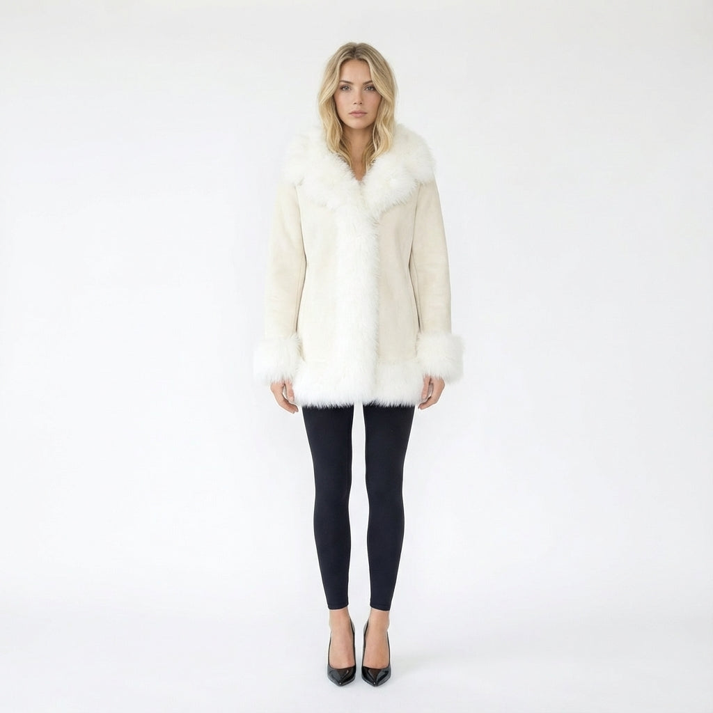 Faux Fur Trim High Neck Winter Coat