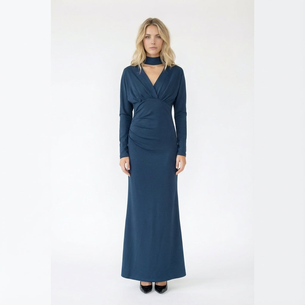 Long Sleeve Cowl Neck Maxi Dress