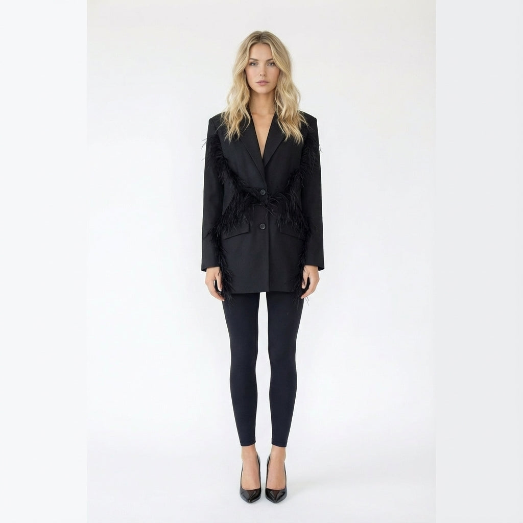 Faux Fur Panel Buckle Strap Moto Jacket