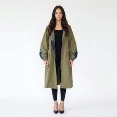 Drawstring Waist Balloon Sleeve Zip Jacket