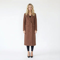 Double Breasted Long Wool Blend Maxi Coat
