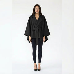 Chic Beige Cashmere Feel Poncho Wrap with Shoulder Tabs