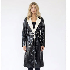 Patent Leather Long Trench Coat