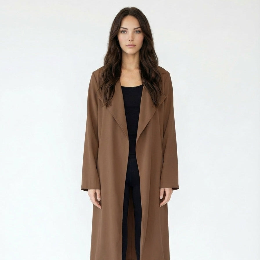 Draped Waterfall Collar Longline Jacket