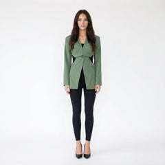 Blazer with Integrated Corset Detail and Waist Cut-Outs